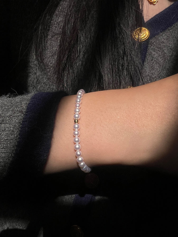 3-4mm freshwater pearl bracelet near round good luster S925 sterling sliver accessories