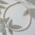 9-10mm Natural freshwater pearl necklace white near round good luster pearl strands