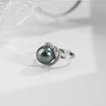 9-10mm Tahitian pearl rings S925 Sterling Silver Zircon